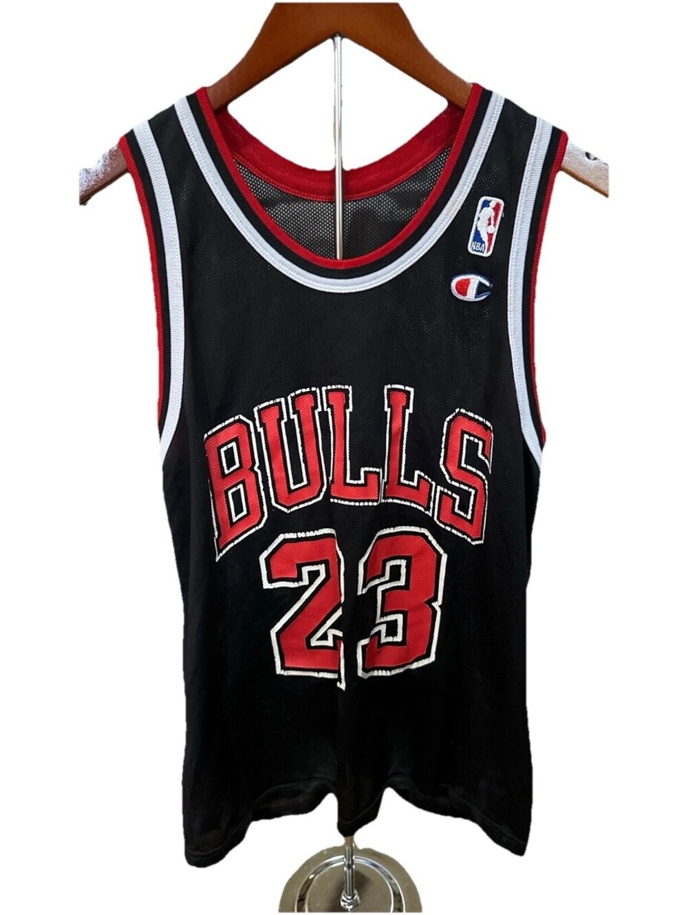 Vintage Michael Jordan Chicago Bulls 23 Champion Jersey Black NBA USA Made